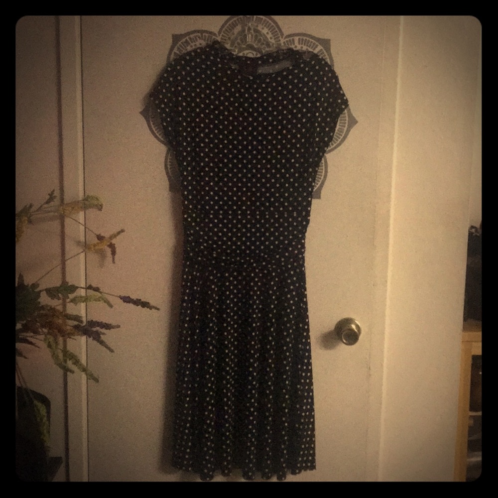 Navy polka dotted dress